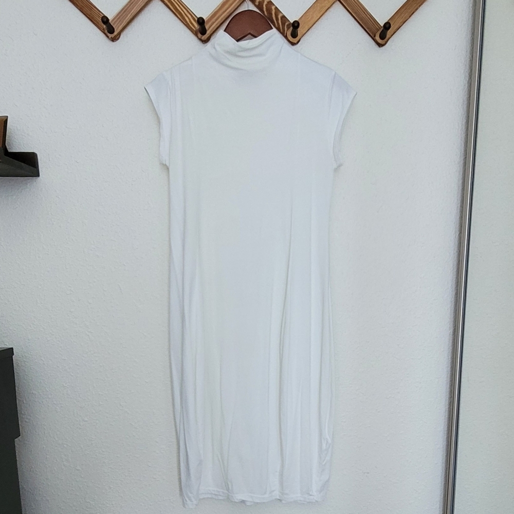 Never worn bright white mock turtle neck dress